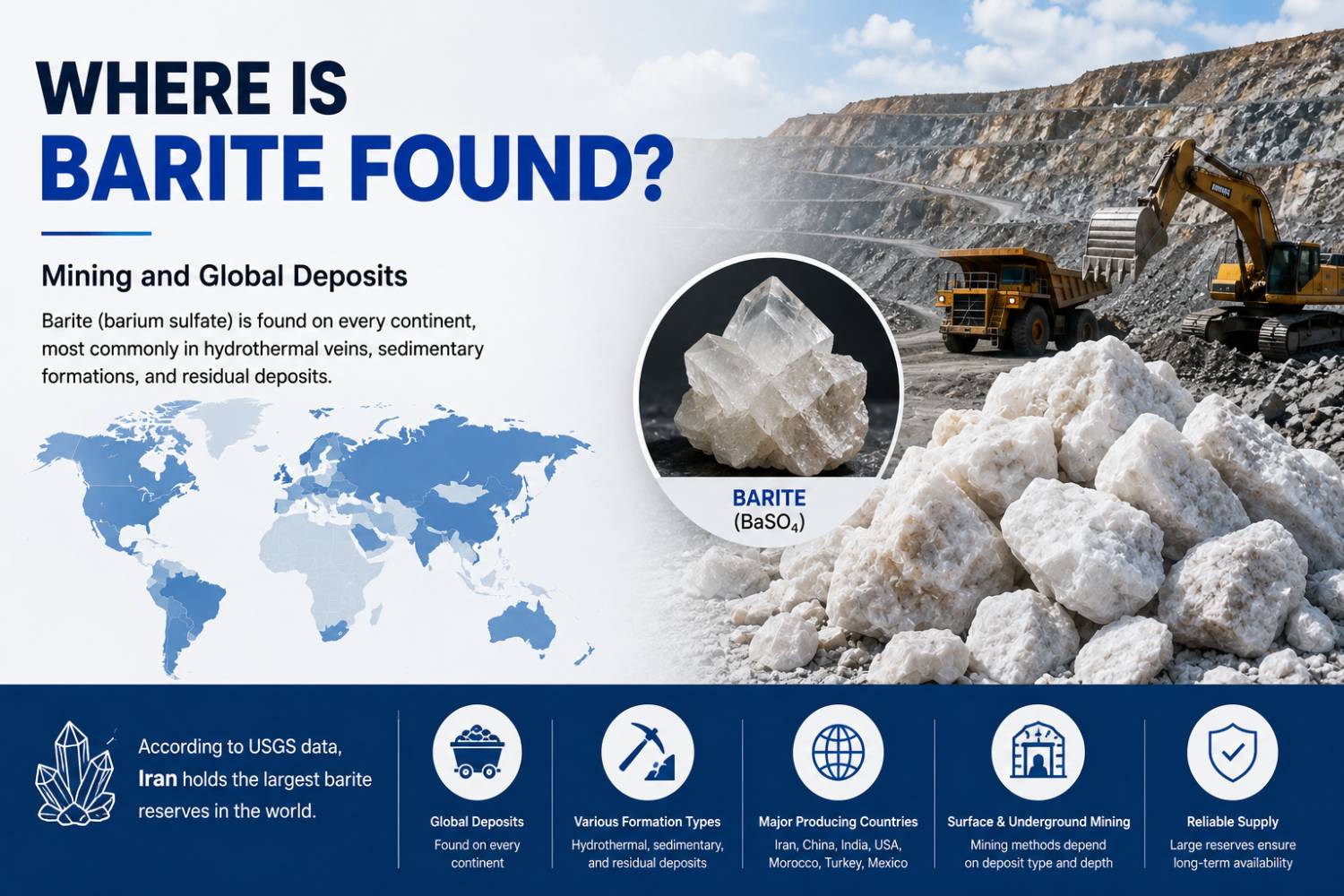 Where barite is found globally