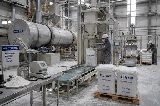 Drying, quality control, and packaging in factory